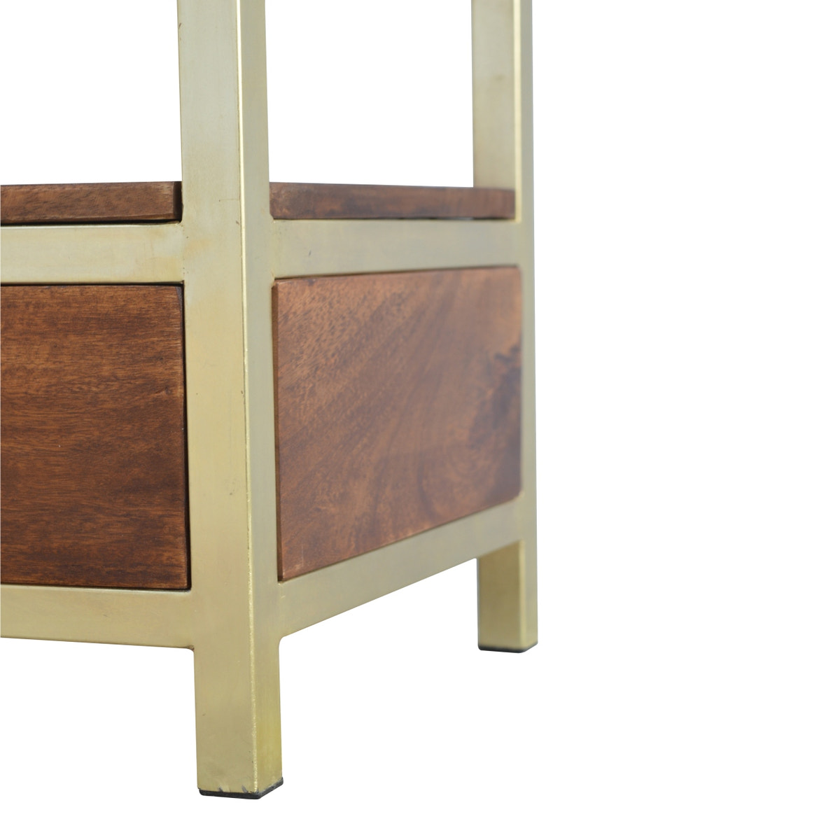 Media Unit With Gold Base | Chestnut Mango Wood