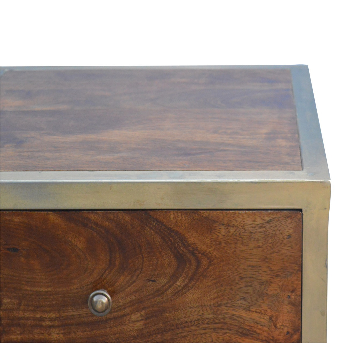 Gold Iron Frame Bedside Table | Iron & Mango Wood