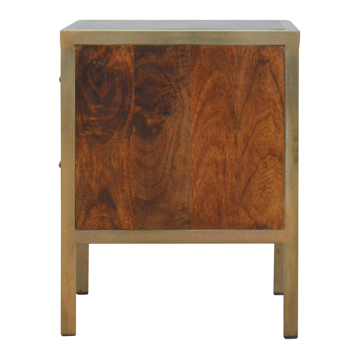 Gold Iron Frame Bedside Table | Iron & Mango Wood