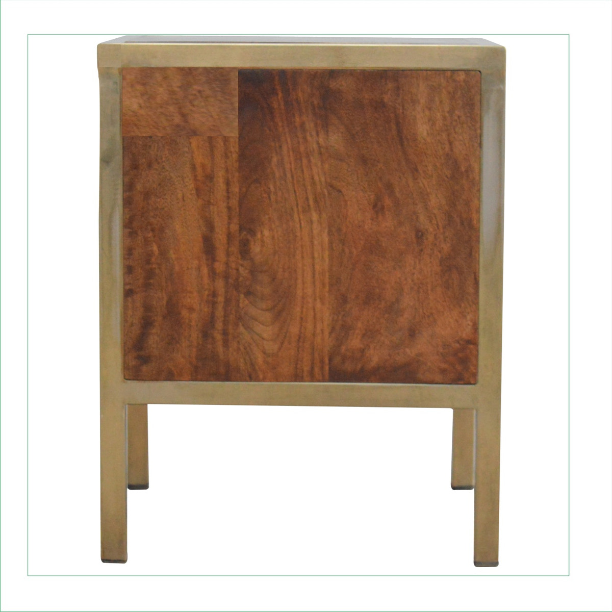 Gold Iron Frame Bedside Table | Iron & Mango Wood