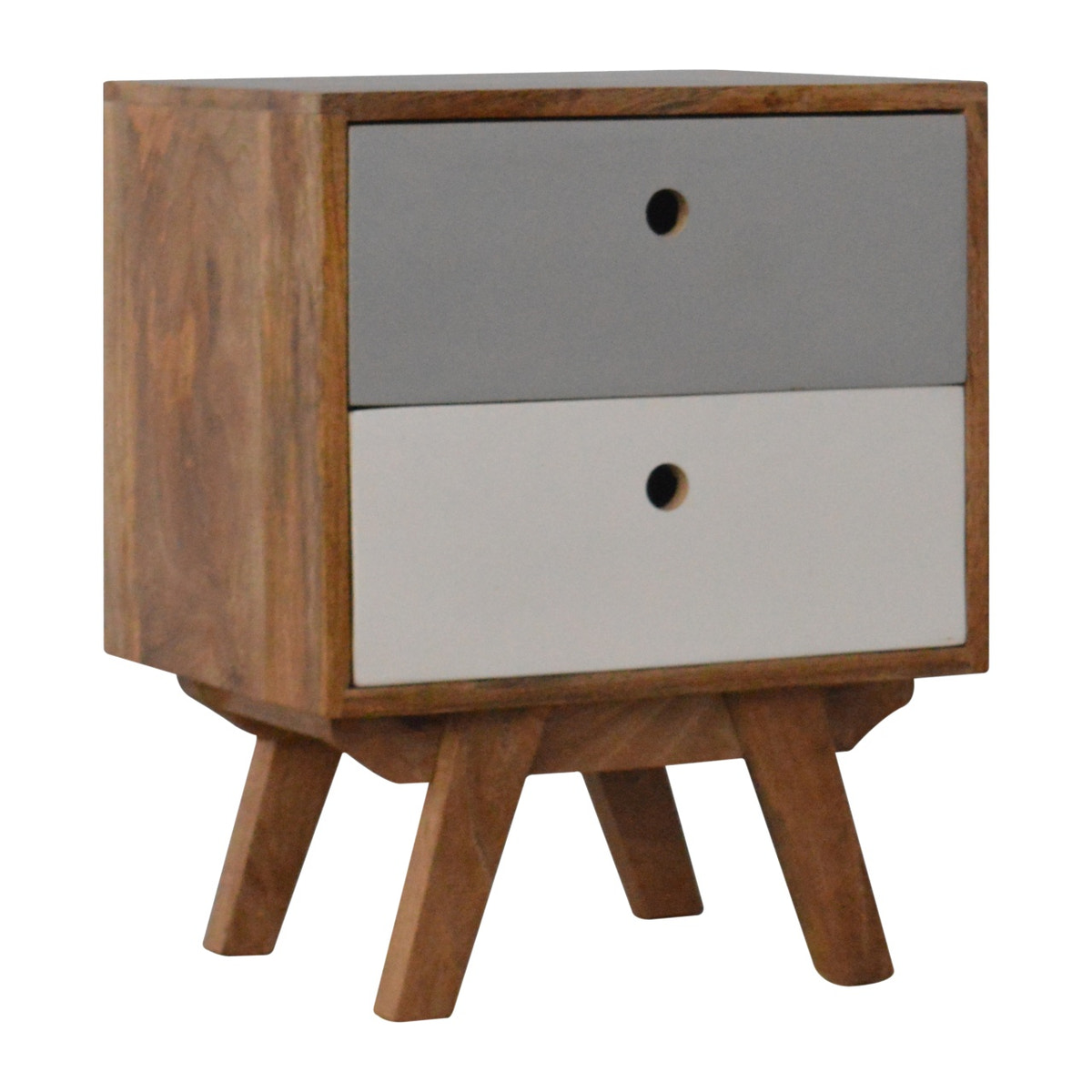 Two Tone Hand Painted Bedside Table | Hand-Painted Mango Wood