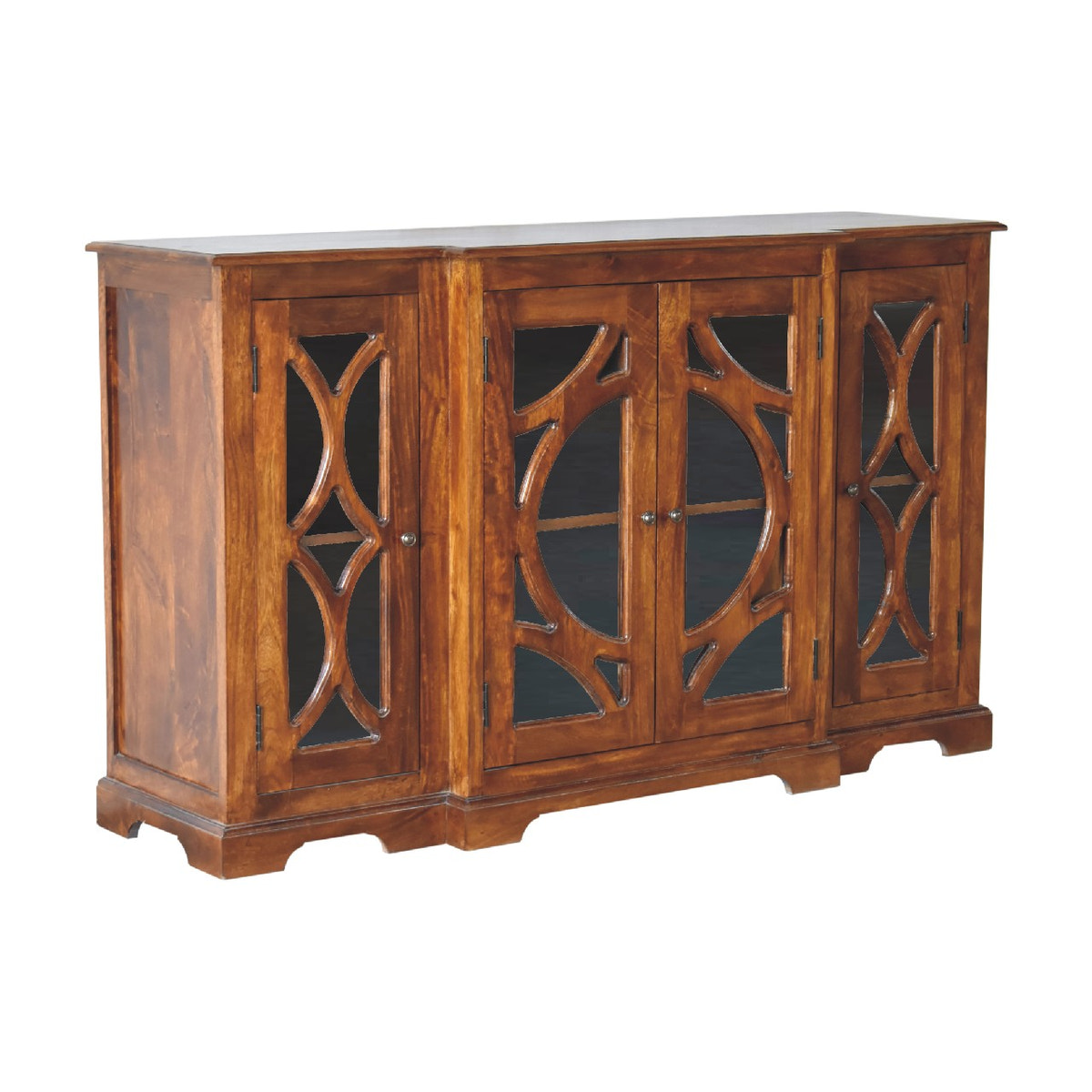 Glazed Carve Chestnut Sideboard Chest of Drawers