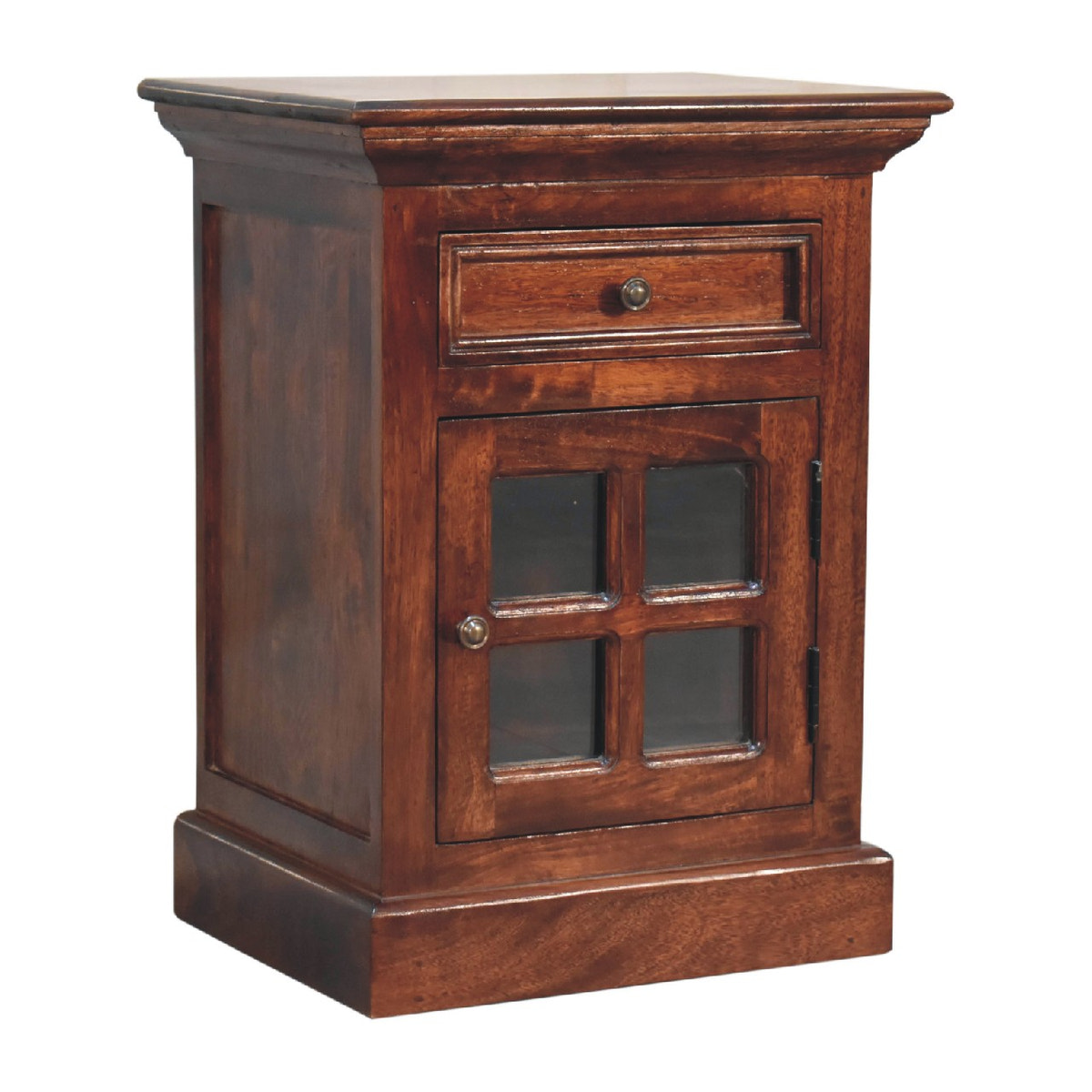 Cherry Bedside with Glazed Door Bedside Table