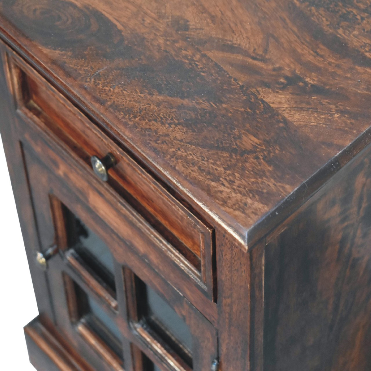 Cherry Bedside with Glazed Door Bedside Table