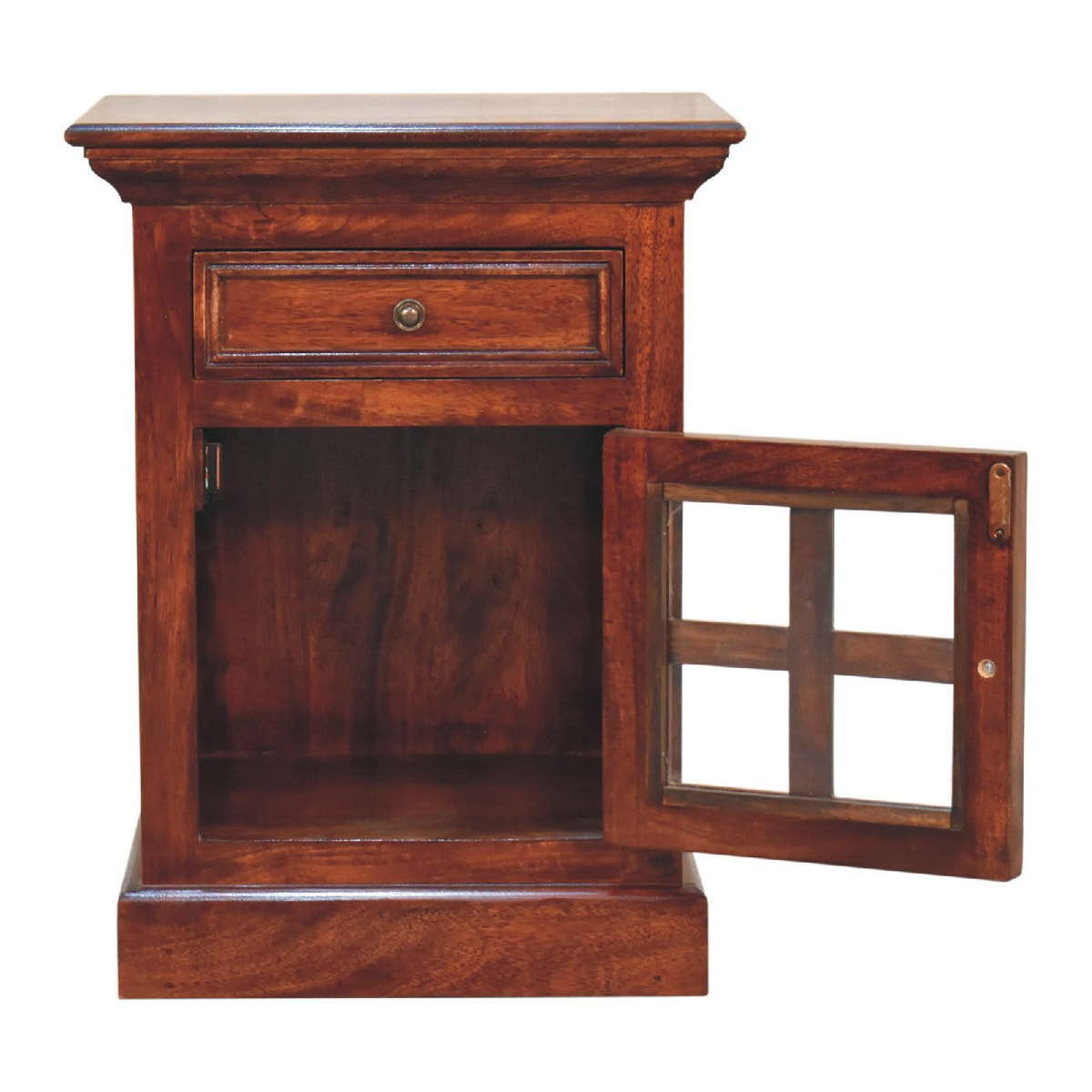 Cherry Bedside with Glazed Door Bedside Table