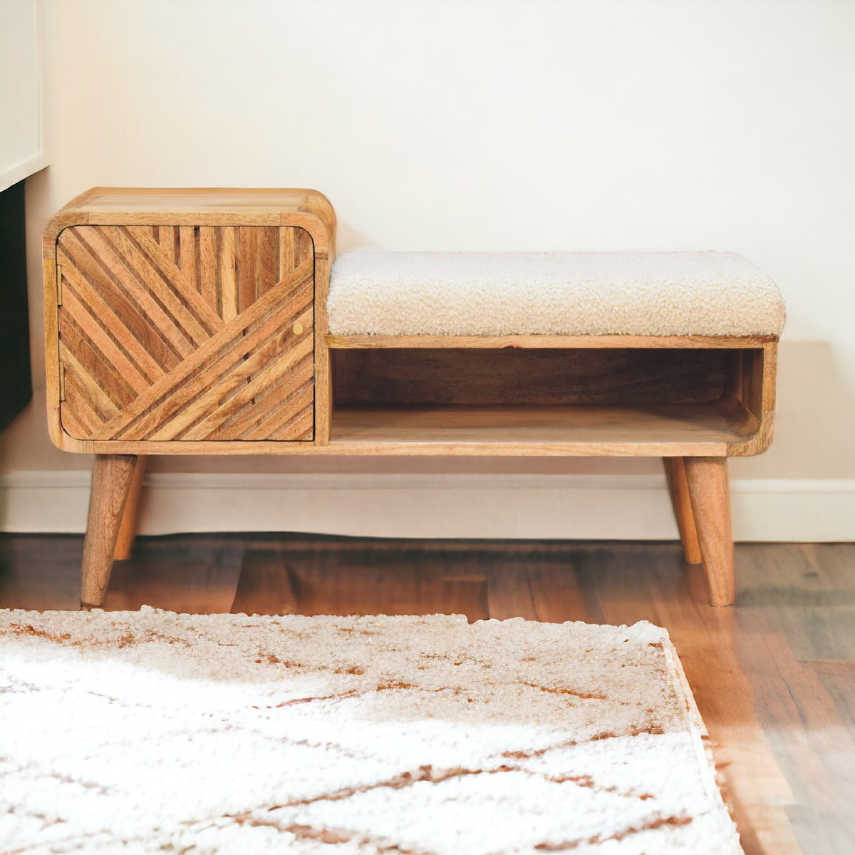 Boucle Carved Telephone Table Accent Piece | Hand-Carved