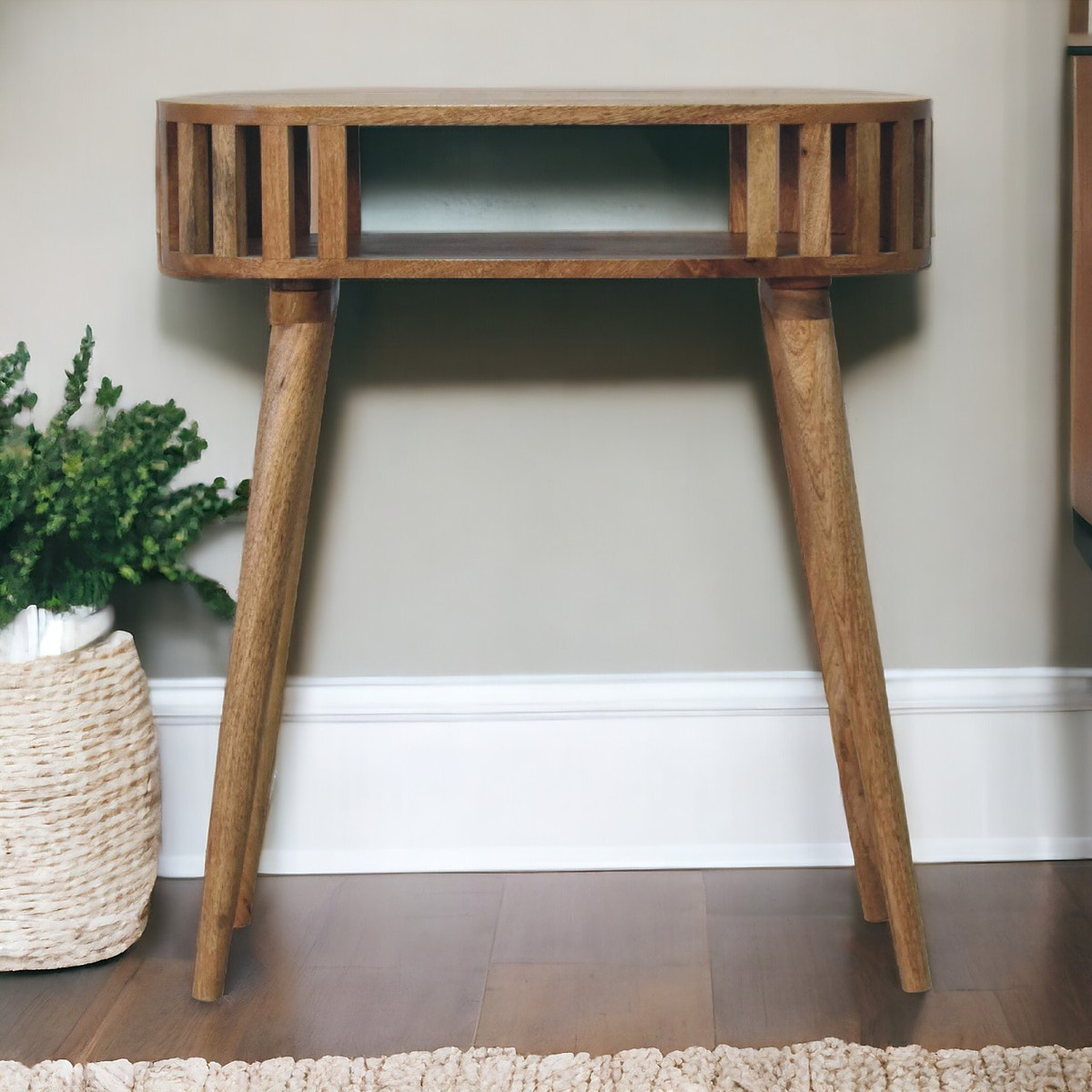 Ariella Console Table | Oak Mango Wood Open Shelf