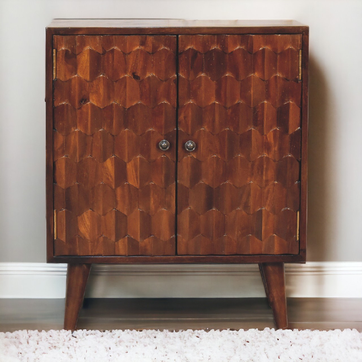 Chestnut Pineapple Carved Chest of Drawers | Hand-Carved