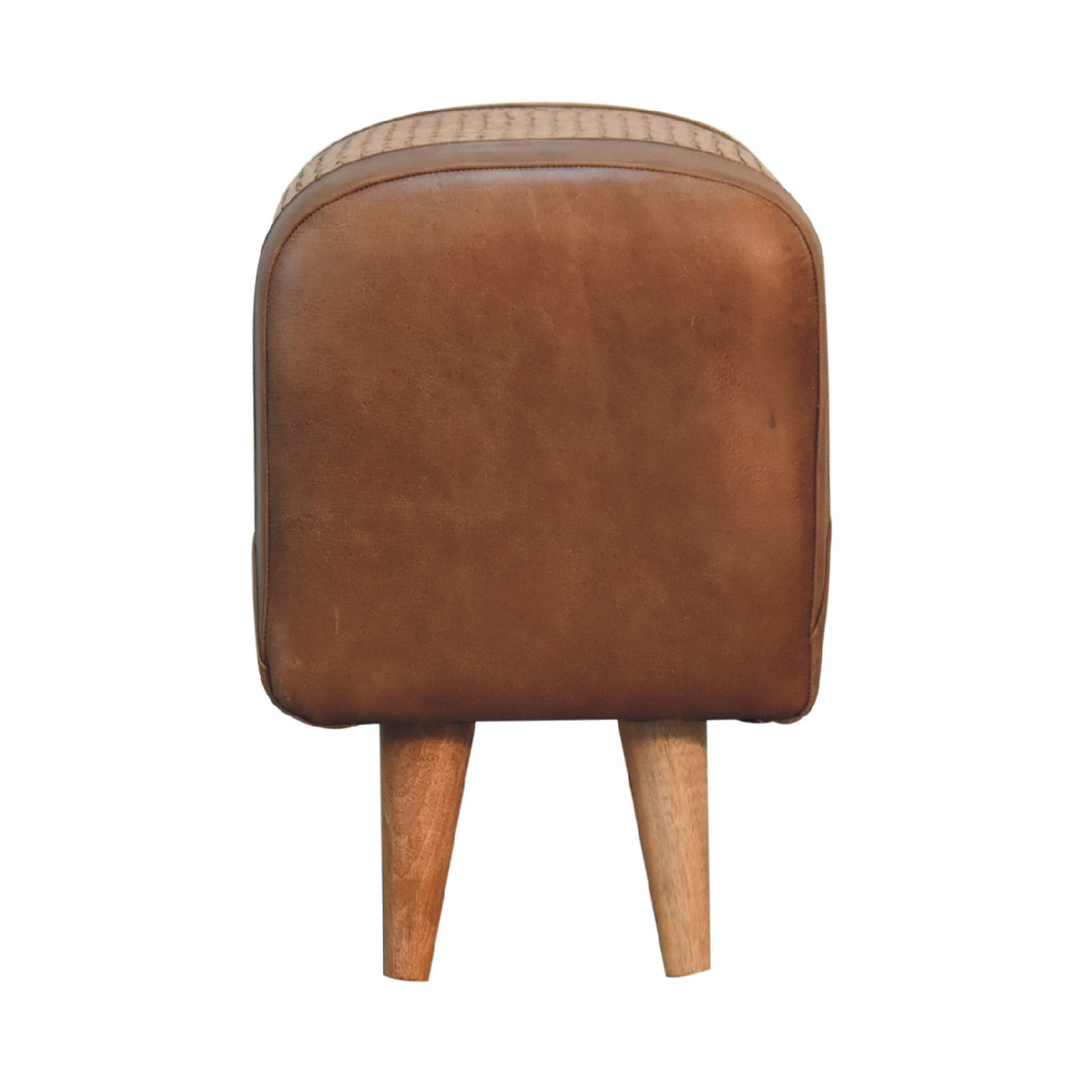 Seagrass Buffalo Square Footstool | Oak-Ish Buffalo Leather