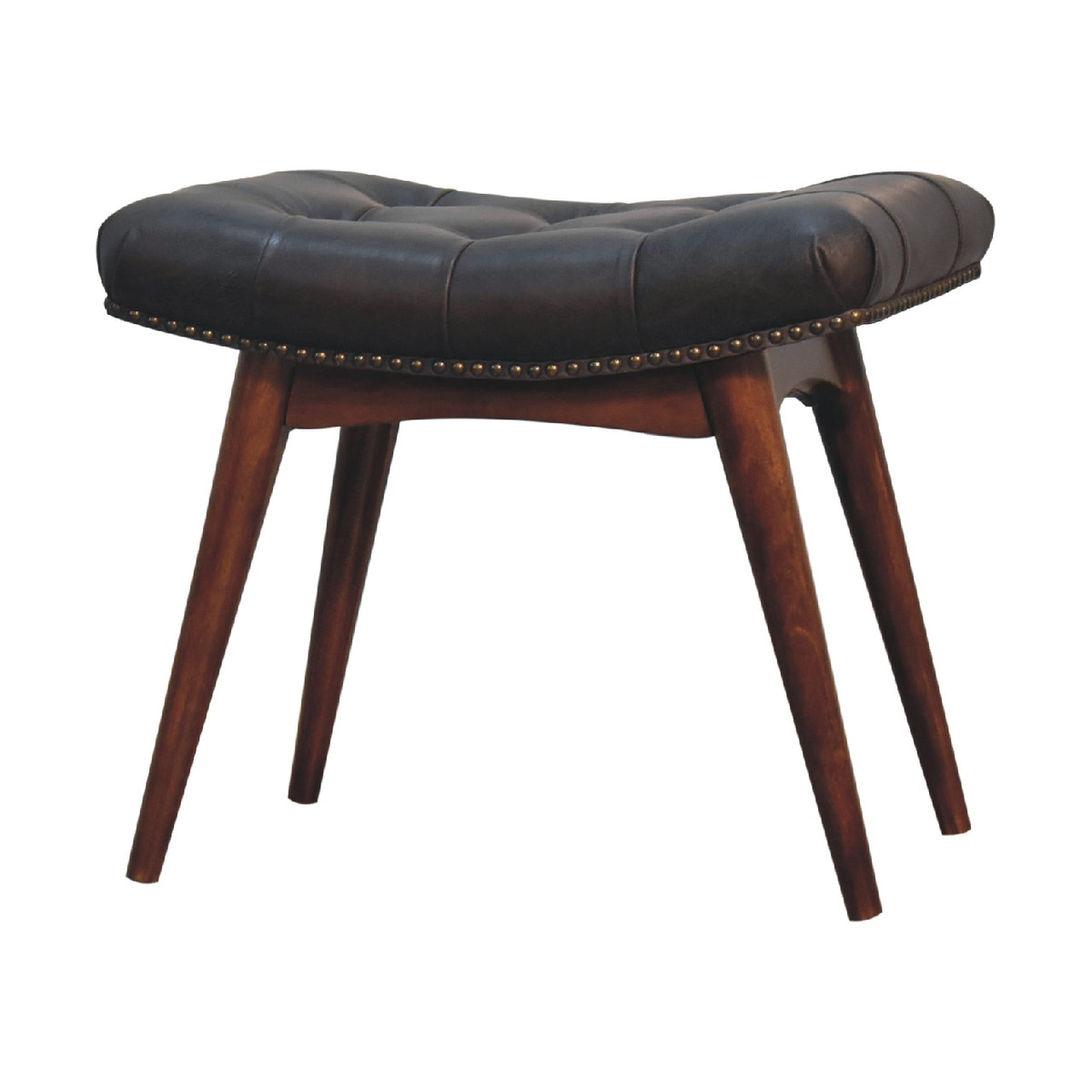 Harbour Black Footstool | Buffalo Leather