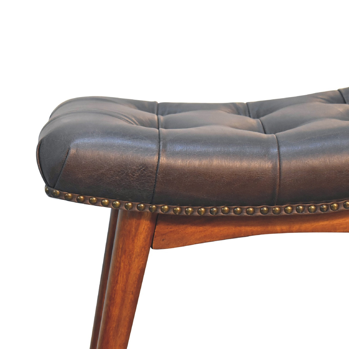 Harbour Black Footstool | Buffalo Leather