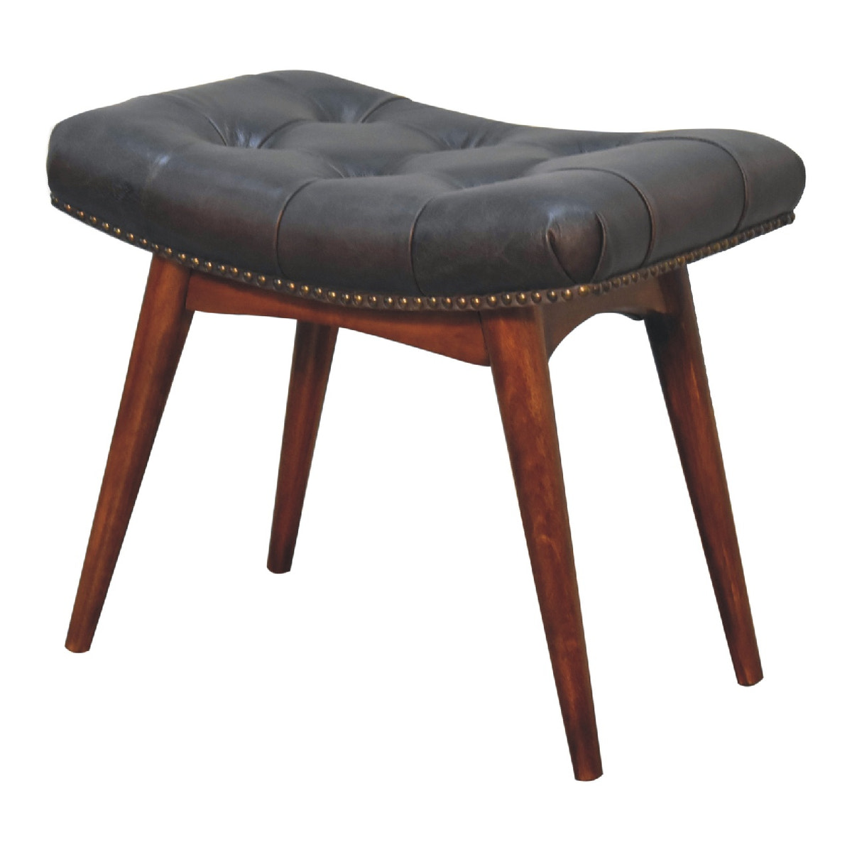 Harbour Black Footstool | Buffalo Leather