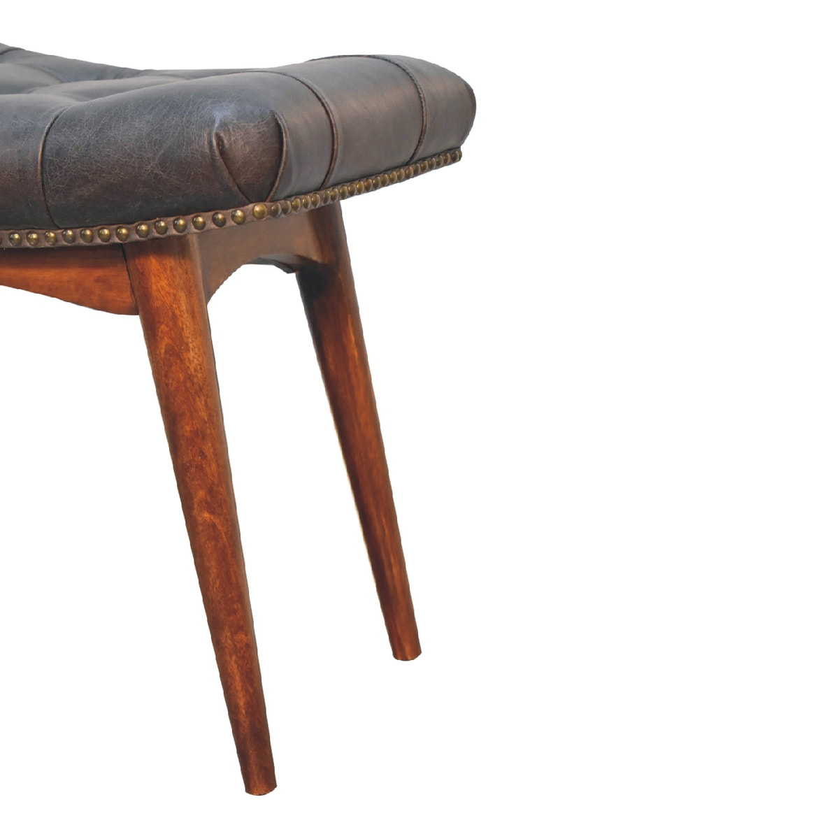Harbour Black Footstool | Buffalo Leather