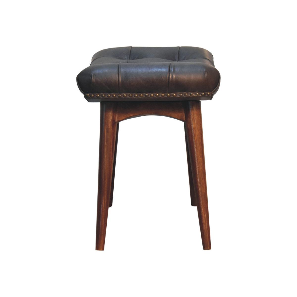 Harbour Black Footstool | Buffalo Leather