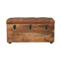 Buffalo Hide Oak-ish Storage Trunk Storage Bench