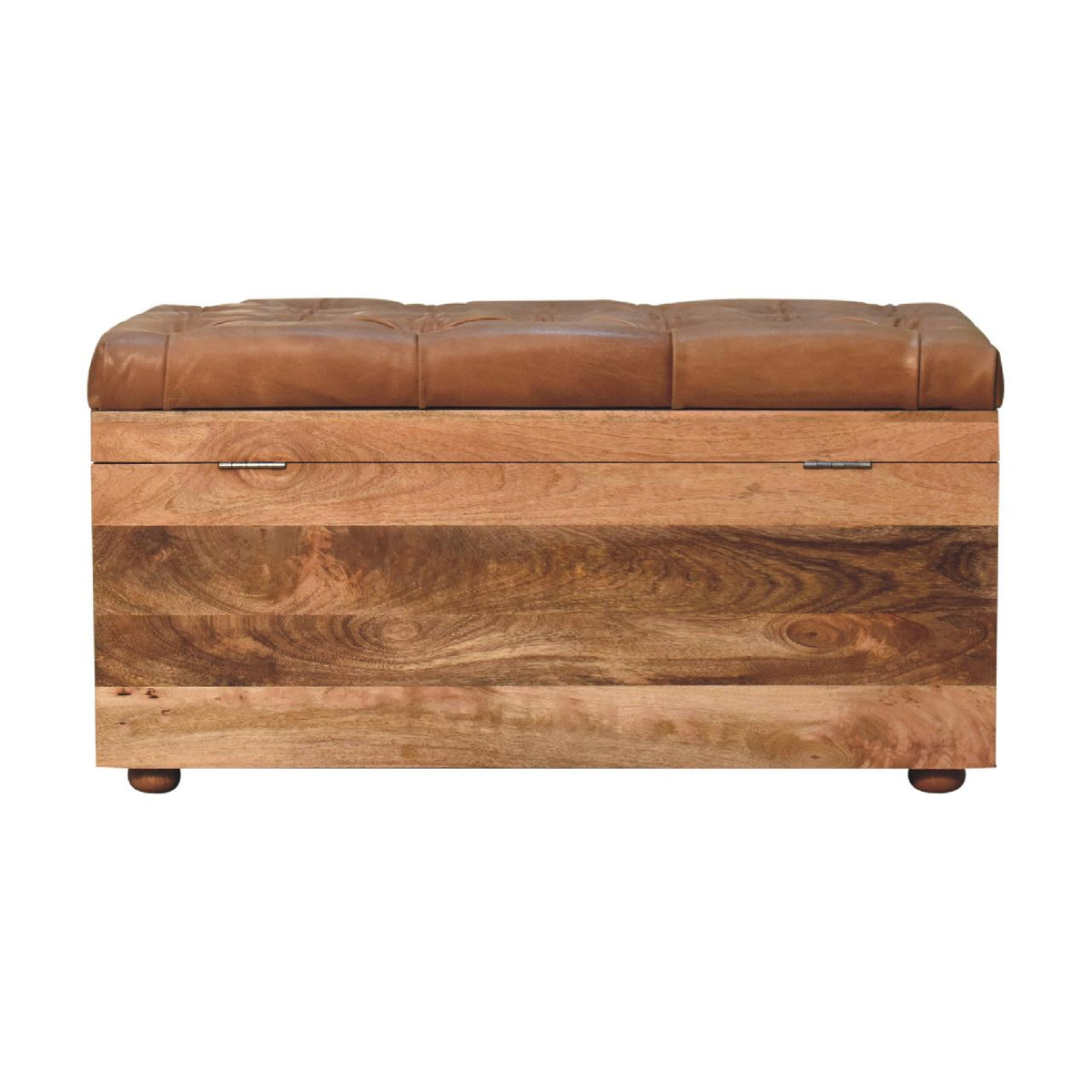 Buffalo Hide Oak-ish Storage Trunk Storage Bench | Linen Hidden Storage
