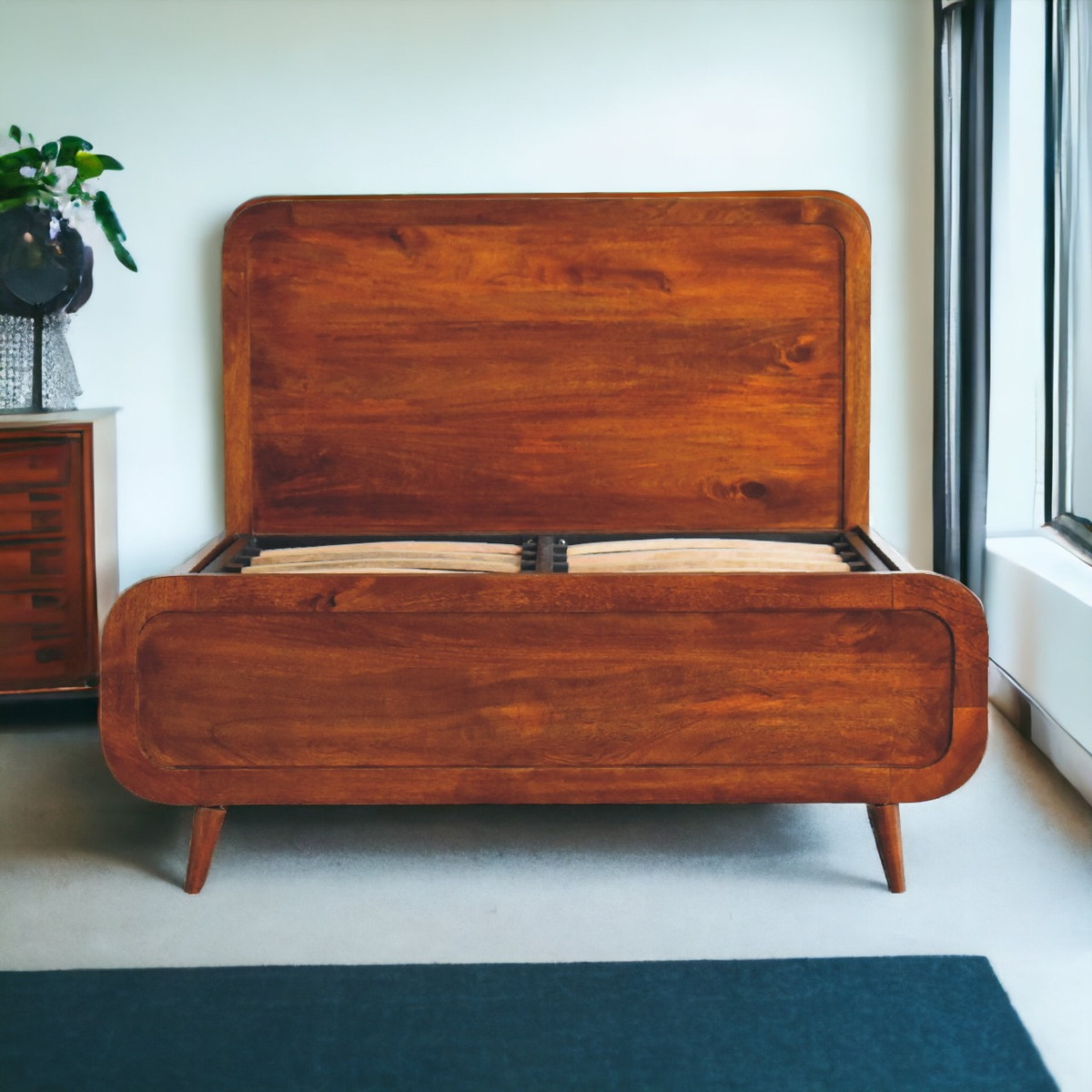 Curved Chestnut Double Bed