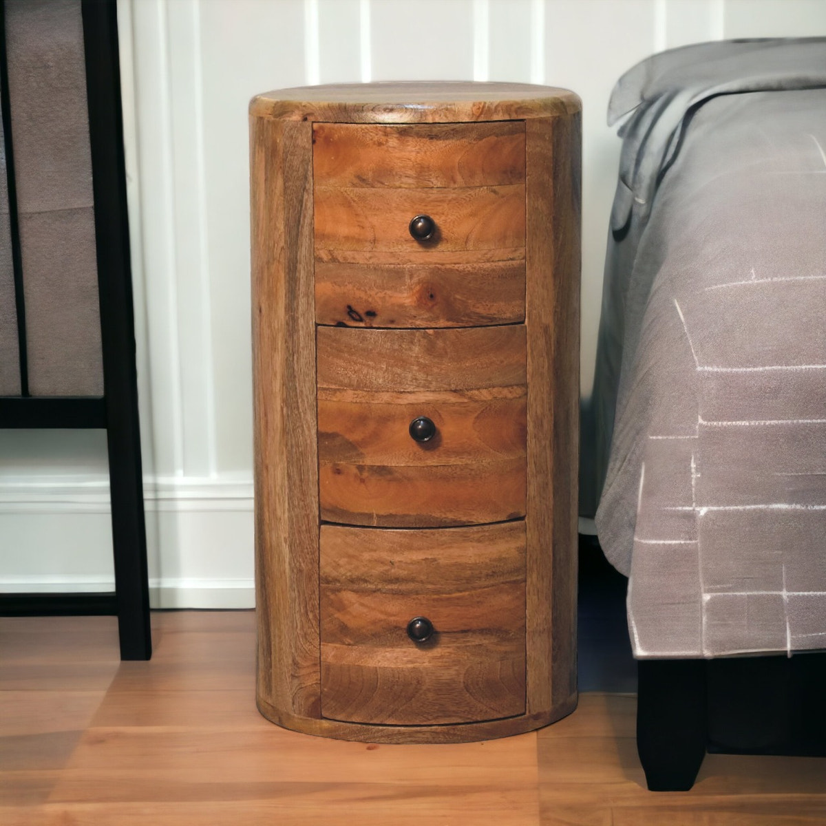 Oak-ish Drum Storage Bench