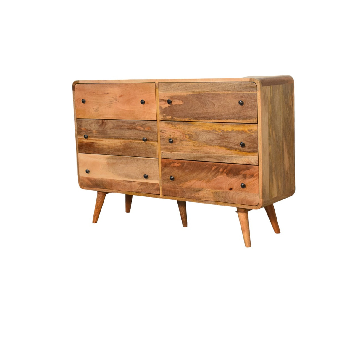 Large Curved Oak-ish Chest of Drawers