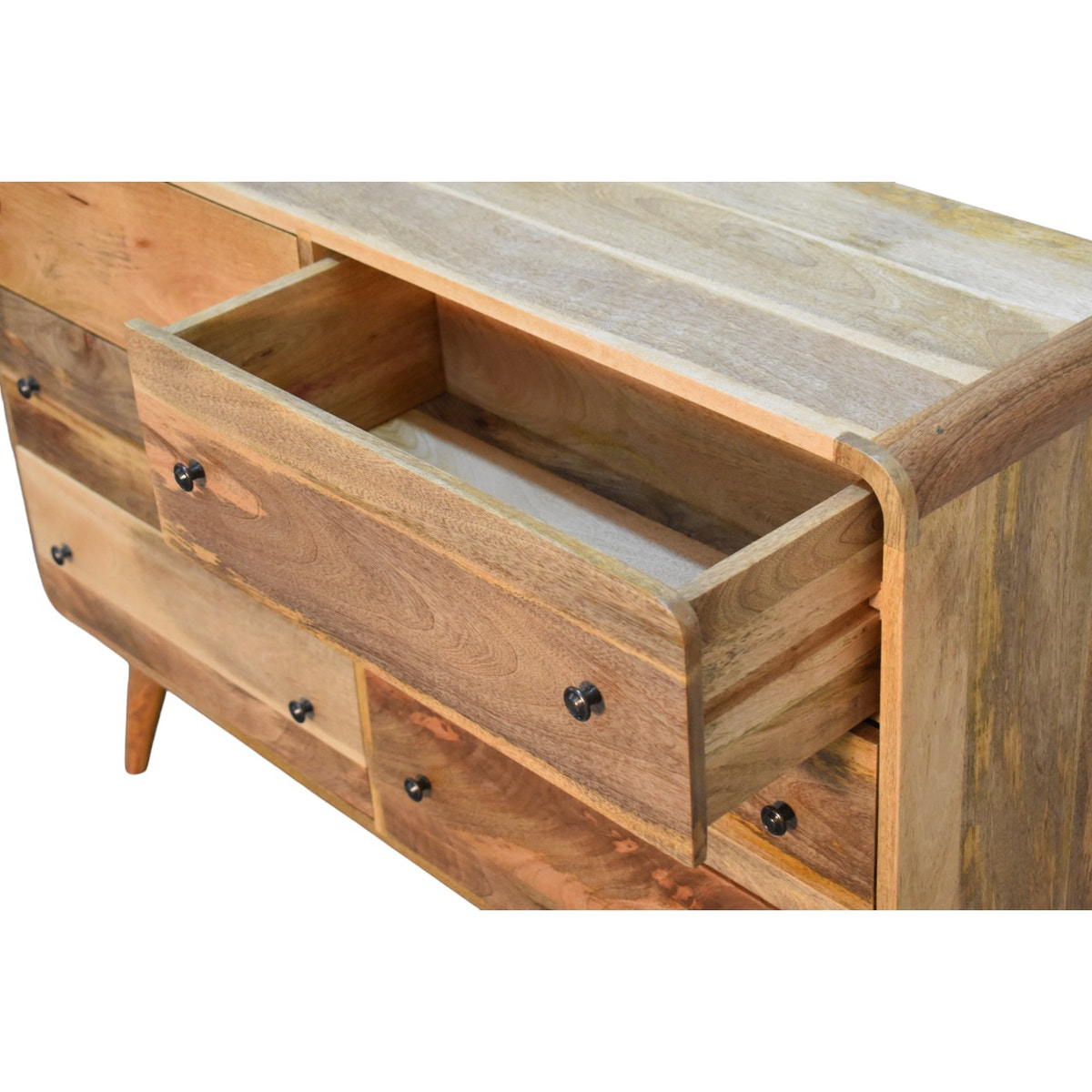 Large Curved Oak-ish Chest of Drawers