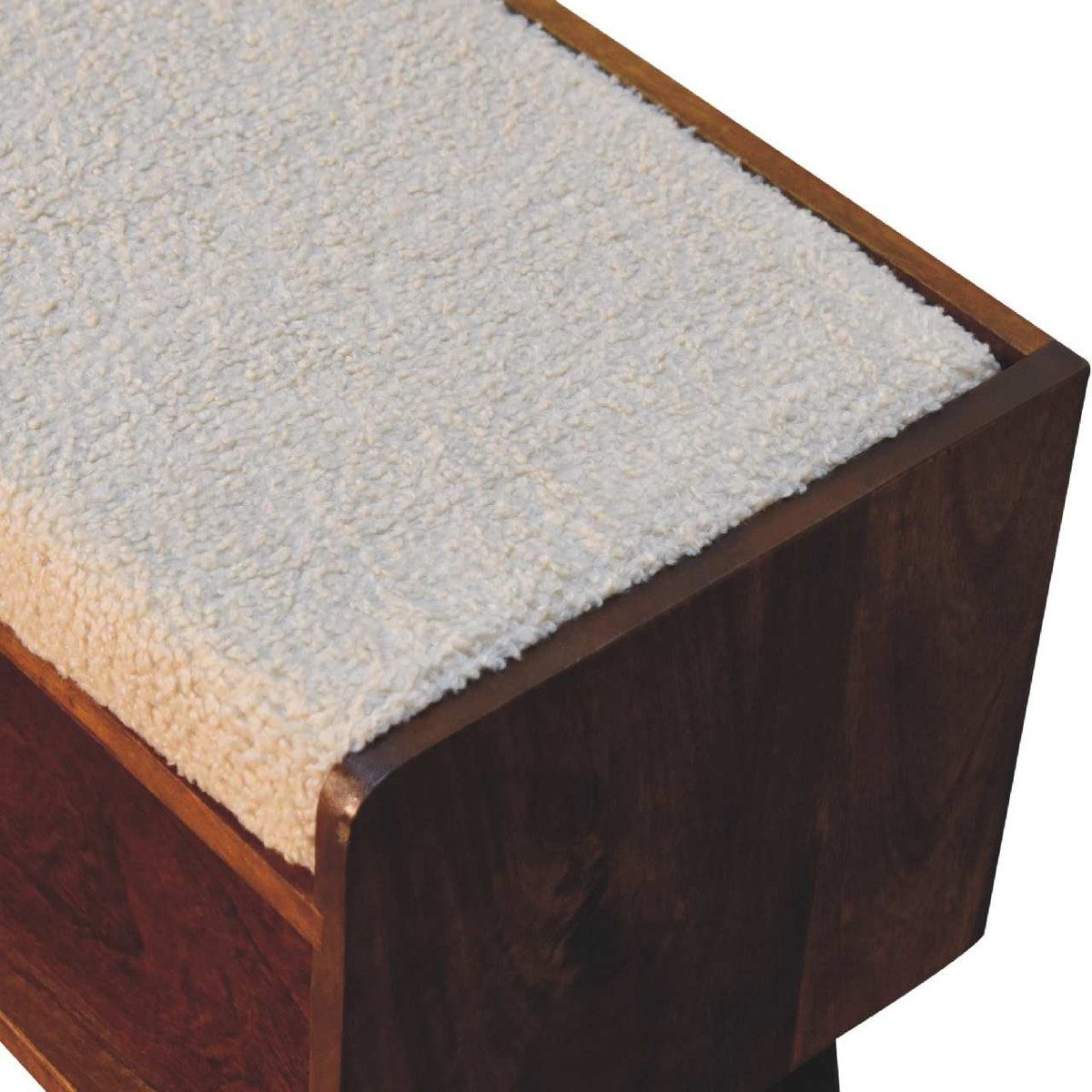 Boucle Nordic Storage Bench | Chestnut Hidden Storage