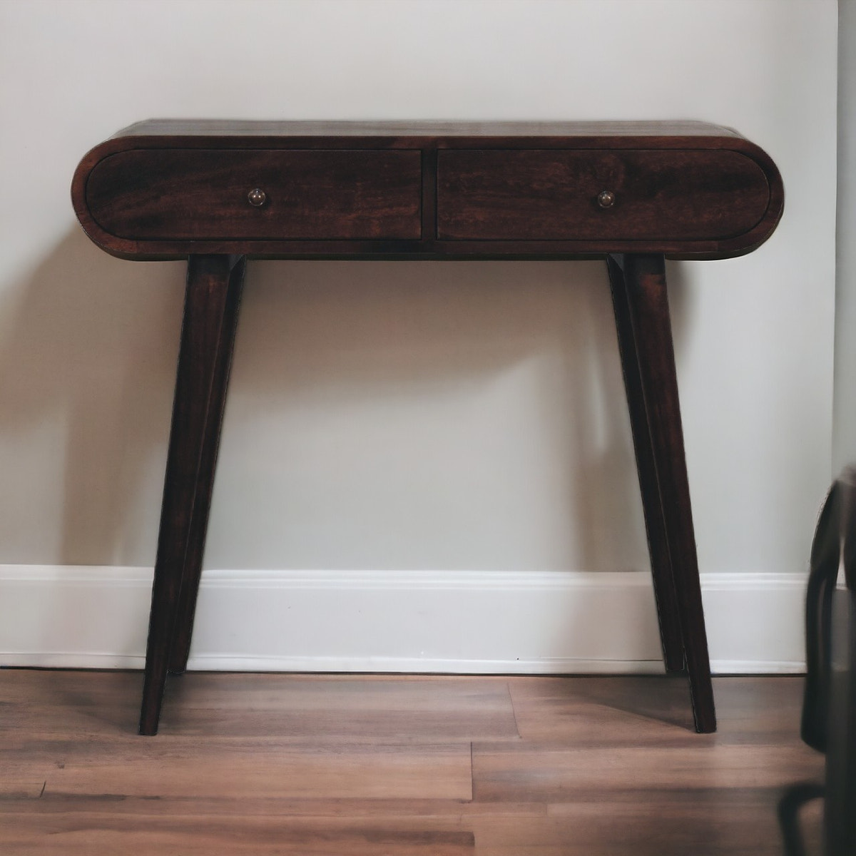 Walnut Curved Edge Console Table