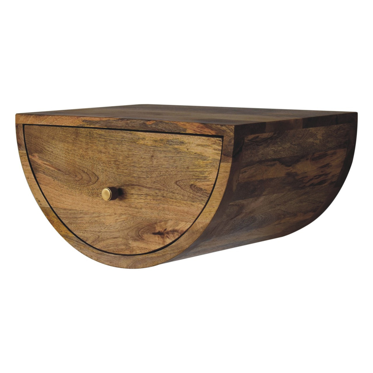 Crescent Floating Bedside Table | Oak-Ish Mango Wood Wall-Mounted