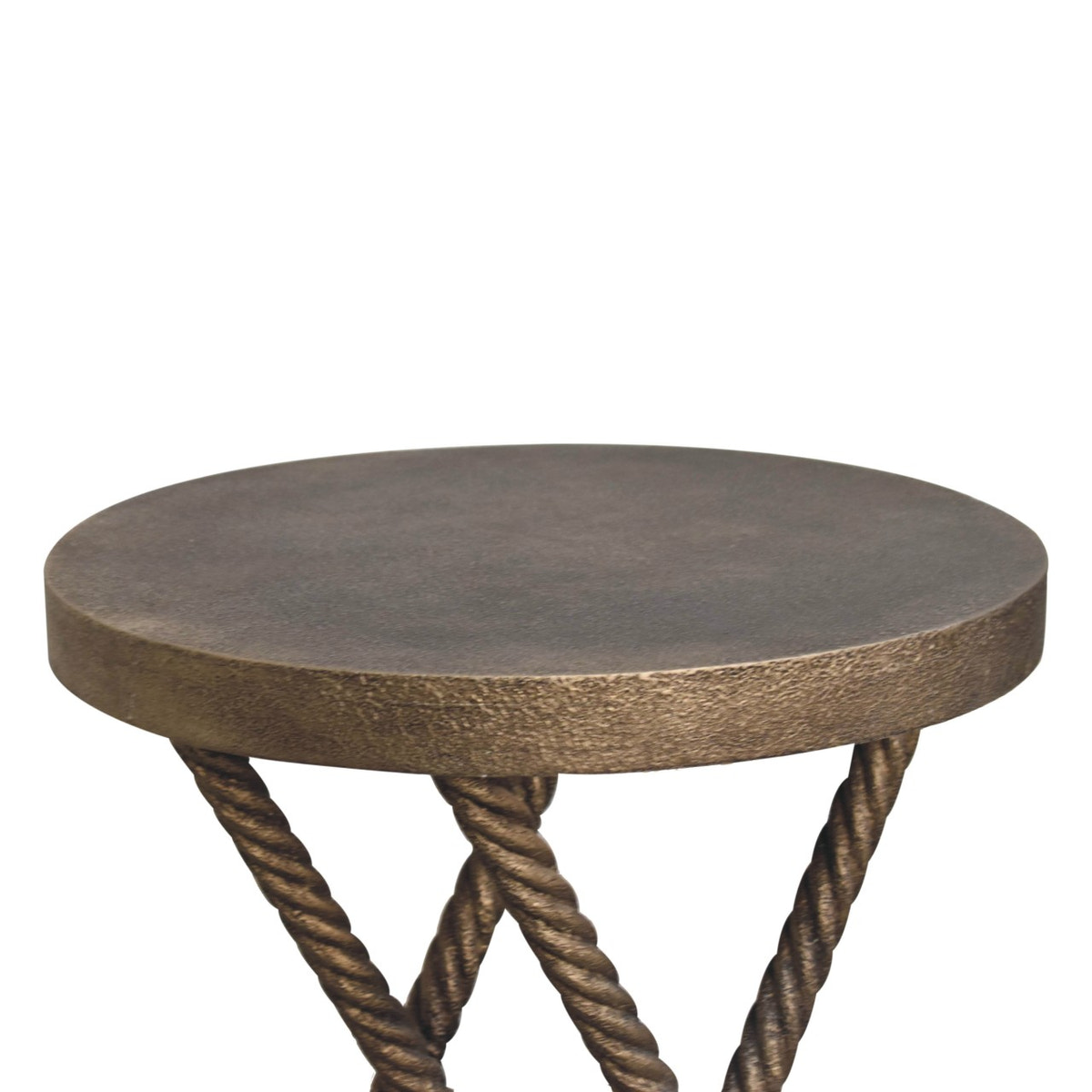 Metallic Rope Side Table Accent Piece | Iron & Mango Wood