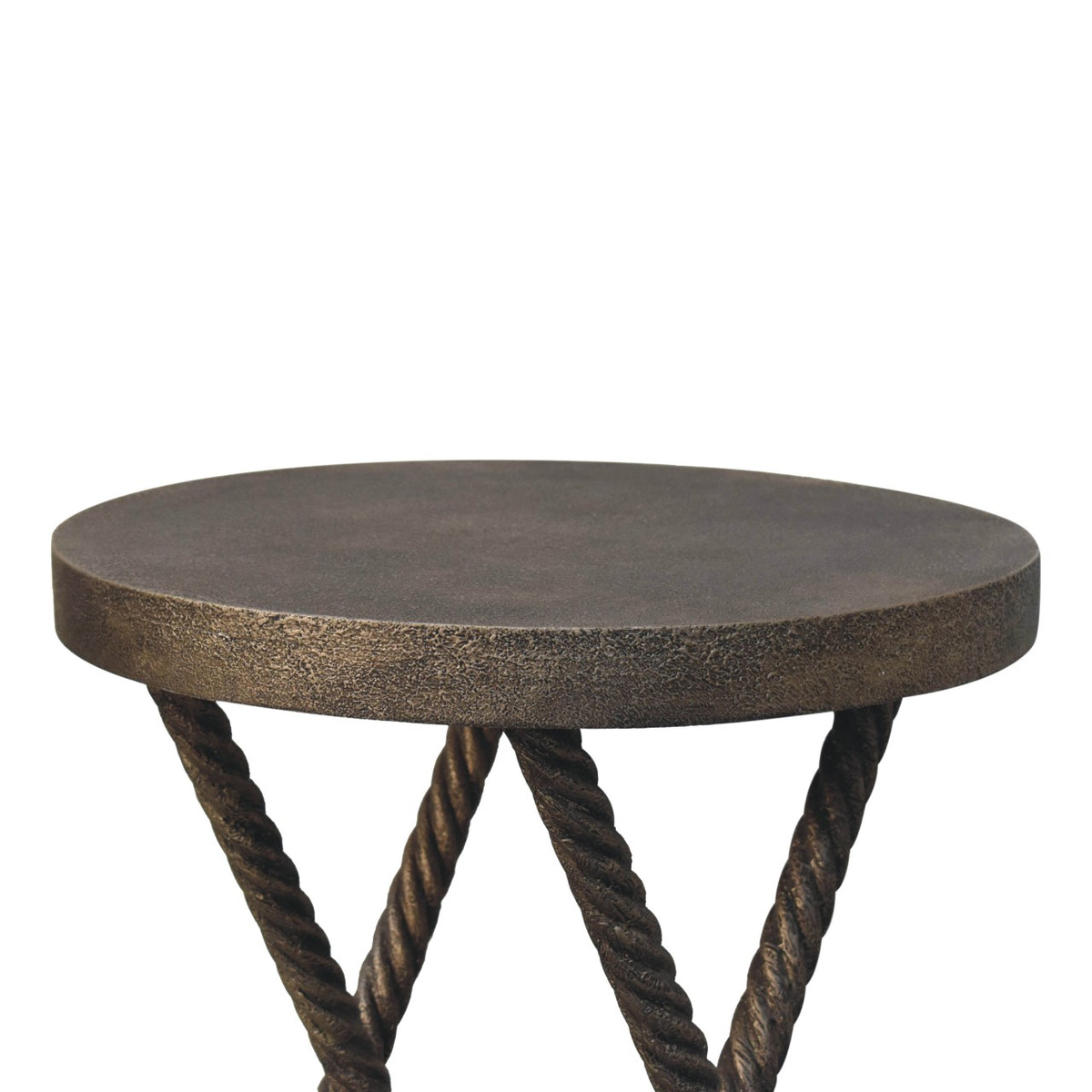 Metallic Rope Side Table Accent Piece | Iron & Mango Wood