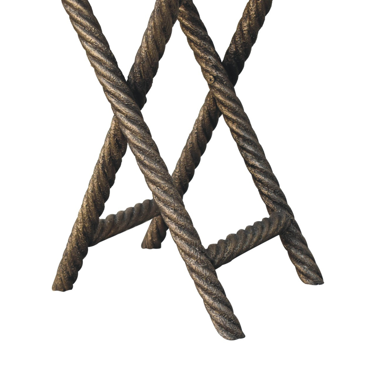 Metallic Rope Side Table Accent Piece | Iron & Mango Wood