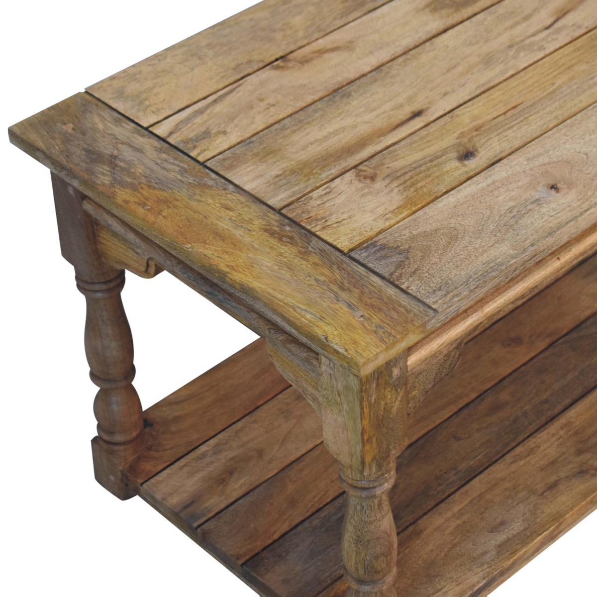Granary Turned Coffee Table | Distressed Oak Solid Mango Wood