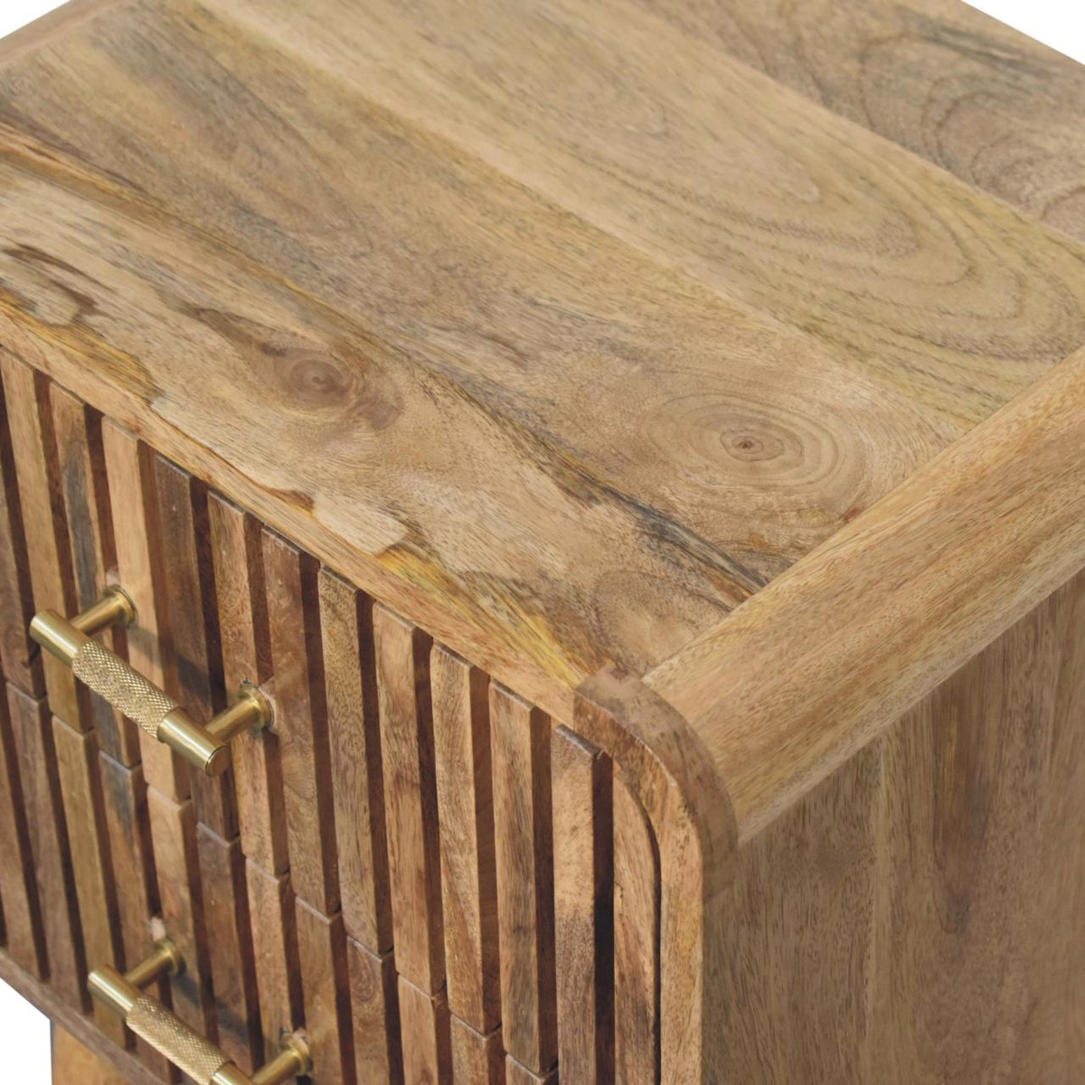 T-bar Ridged Bedside Table | Oak Mango Wood