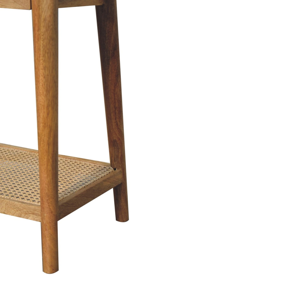 Woven Solid Wood End Table Accent Piece | Oak Jute
