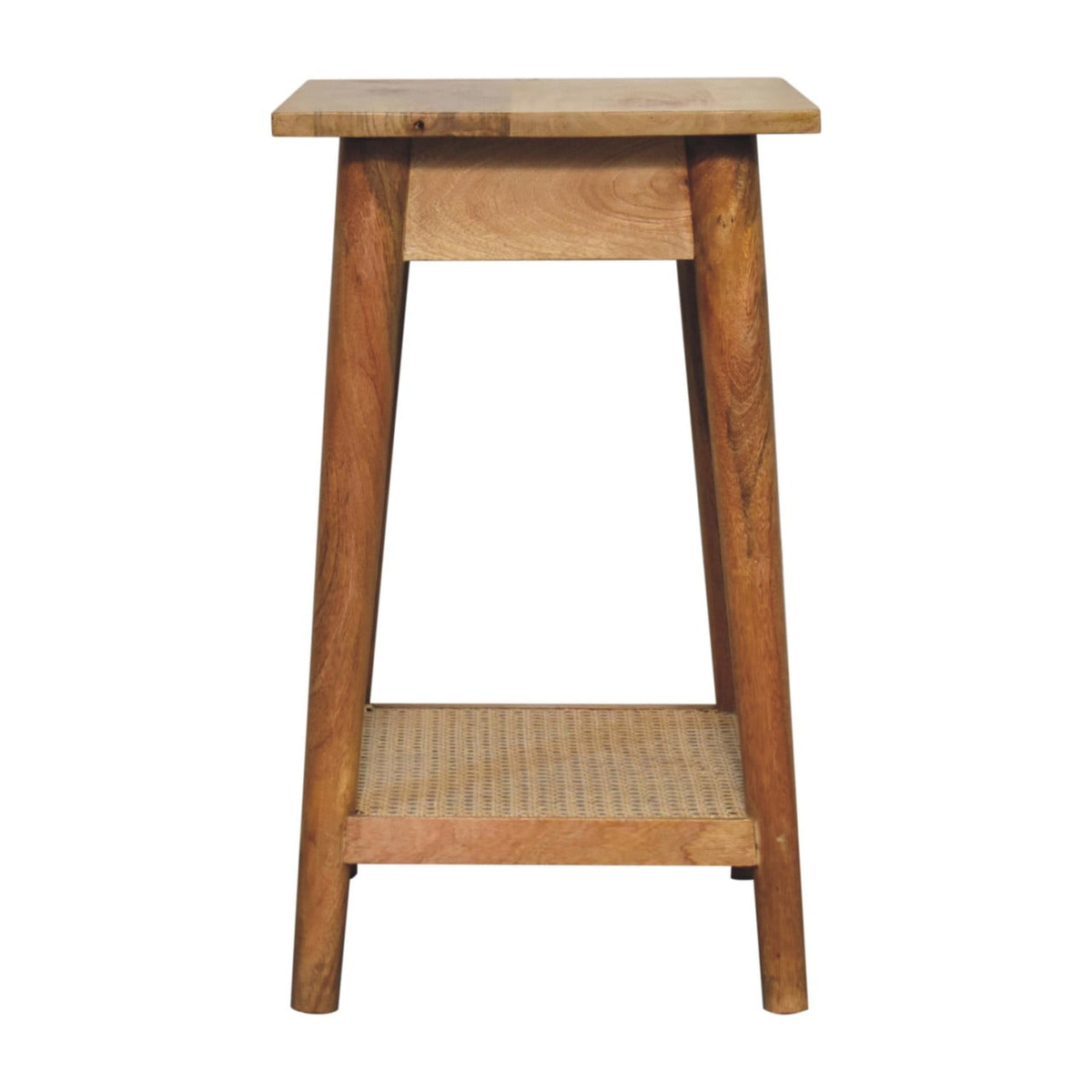 Woven Solid Wood End Table Accent Piece | Oak Jute