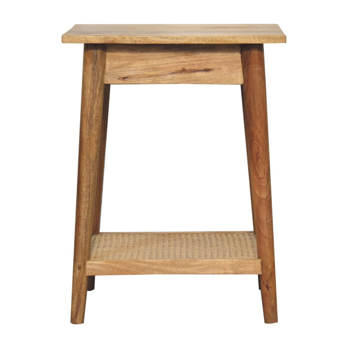 Woven Solid Wood End Table Accent Piece | Oak Jute
