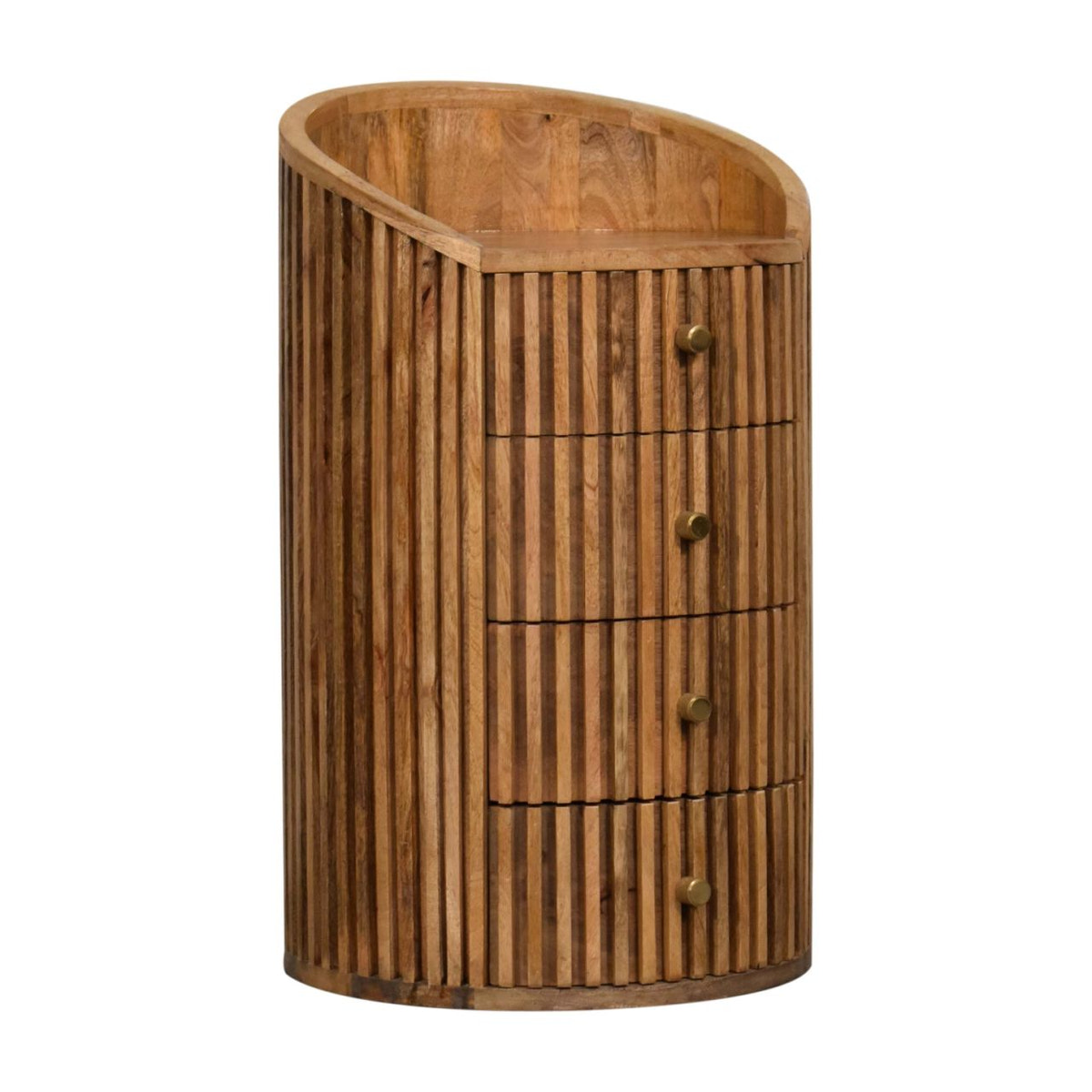 Soba Bedside Table | Oak Solid Mango Wood Hand-Carved