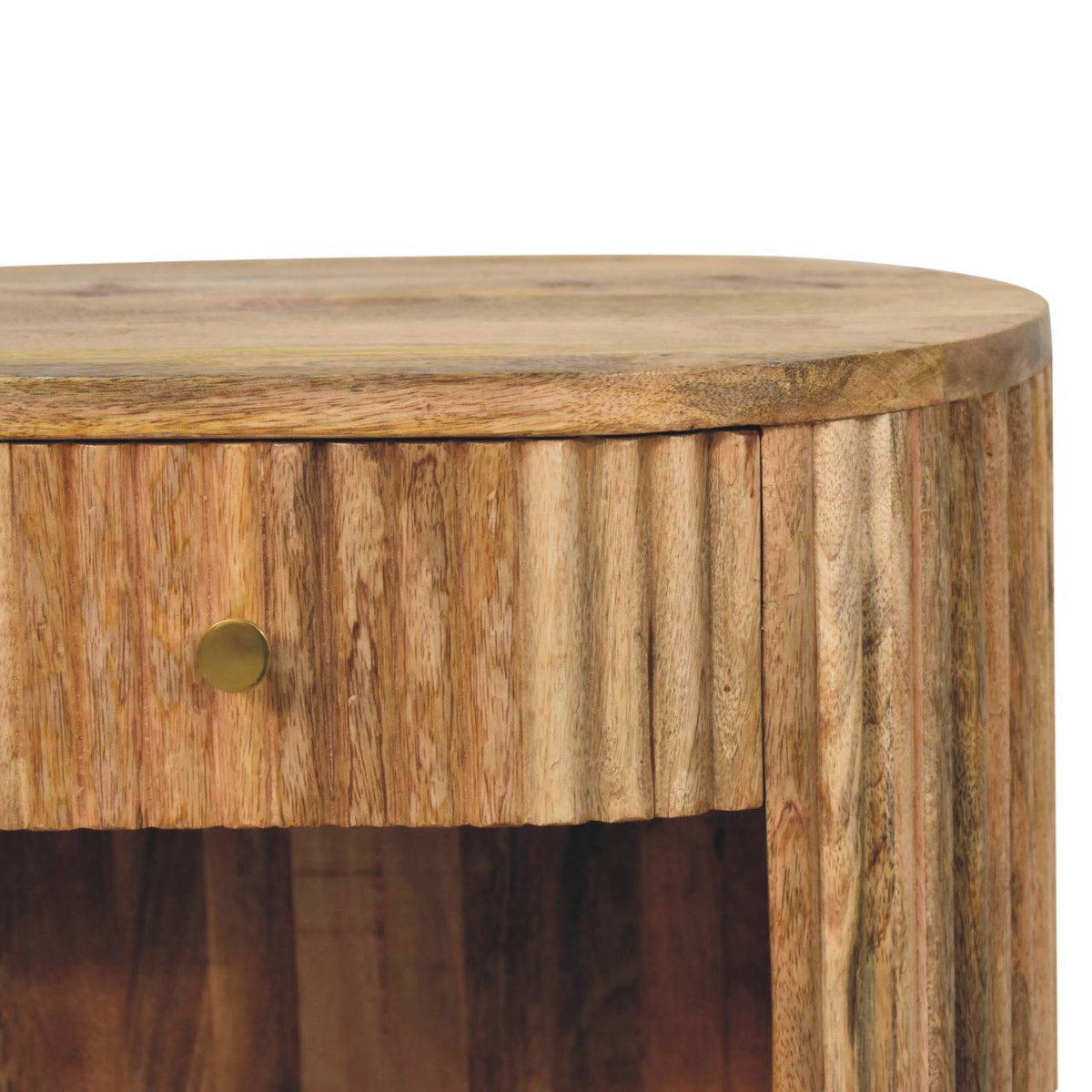 Soba Ball Open Slot Bedside Table | Oak Mango Wood
