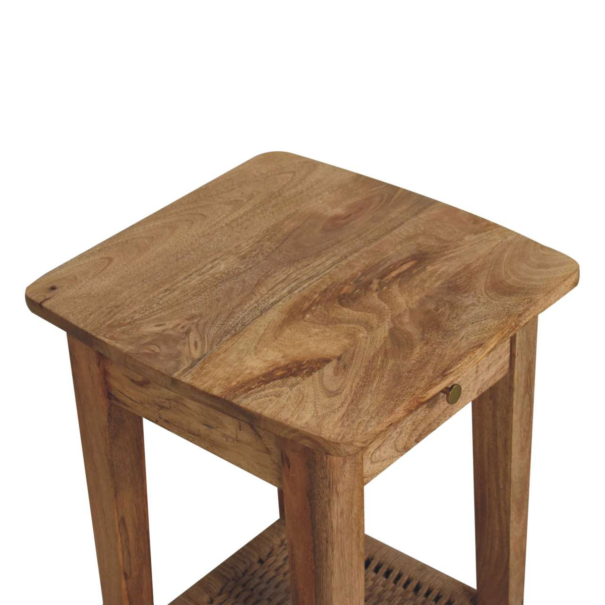 Rope End Table Accent Piece | Oak Solid Mango Wood