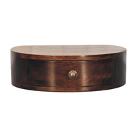 California Walnut Wall Mounted Rounded Bedside Table