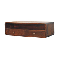Floating California Walnut Open Console Table
