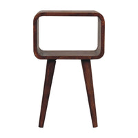 Mini Honey Caramel Curved Open Bedside Table
