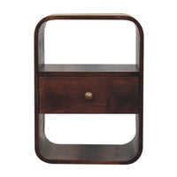 California Walnut Curved Edge Bedside Table
