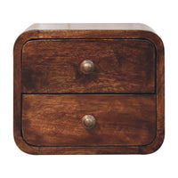 Mini Curved California Walnut Wall Mounted Bedside Table