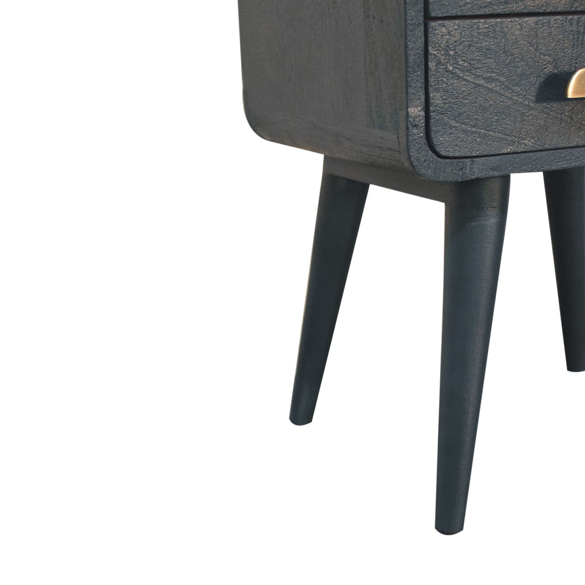 Midnight Teal Bedside Table | Brass Solid Mango Wood