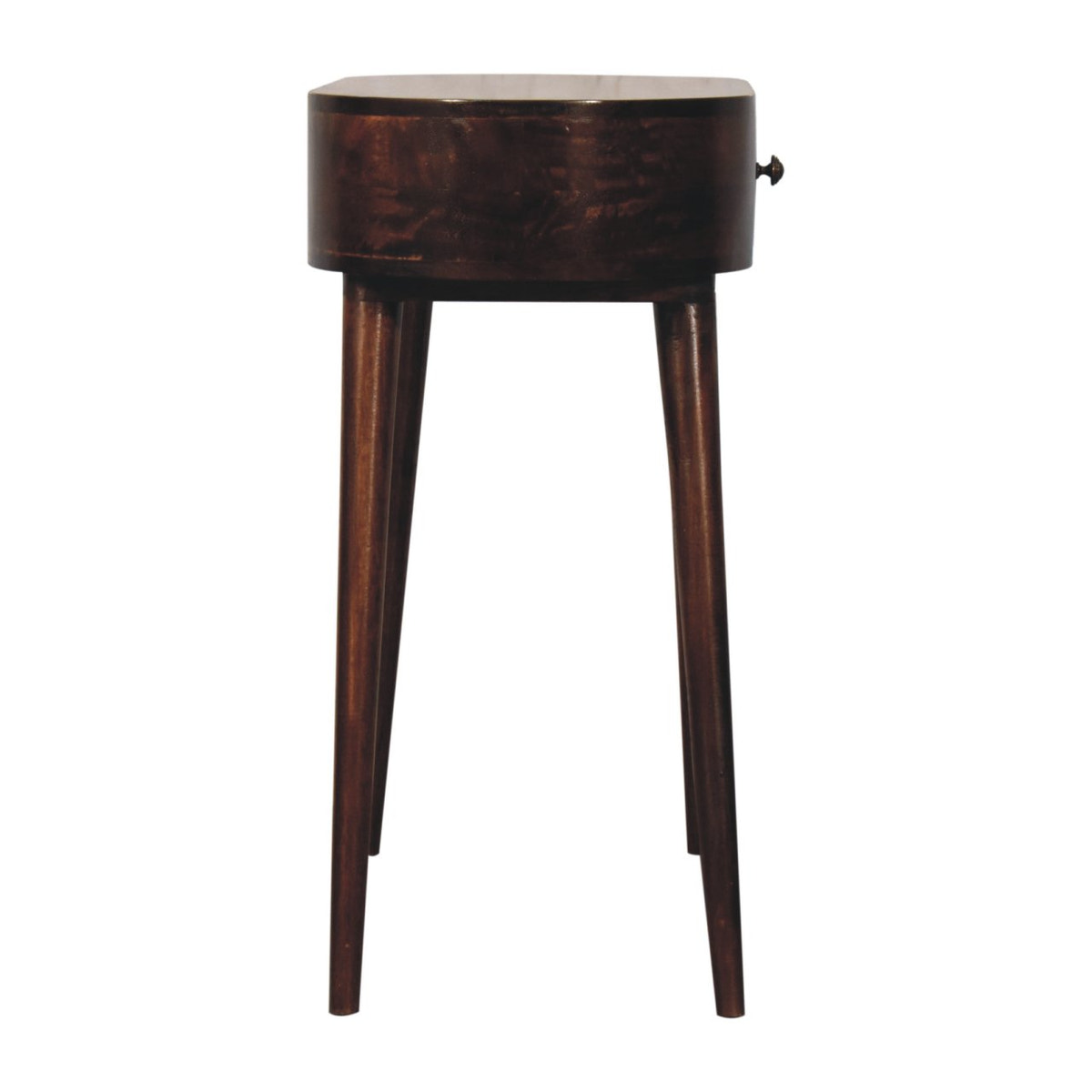 California Walnut Rounded Small Console Table | Honey Caramel Solid Mango Wood