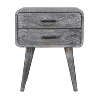 Sandblasted Ash Curved Bedside Table