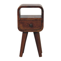 Extra Mini Chestnut Curve Open Slot Bedside Table
