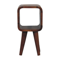 Extra Mini Minimalist Open Curved Chestnut Bedside Table