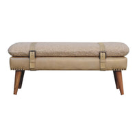 Boucle x Beige Leather Bench | Oak-Ish