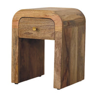 Mini Darcy Oak-ish Nightstand with Curved Edges Accent Piece